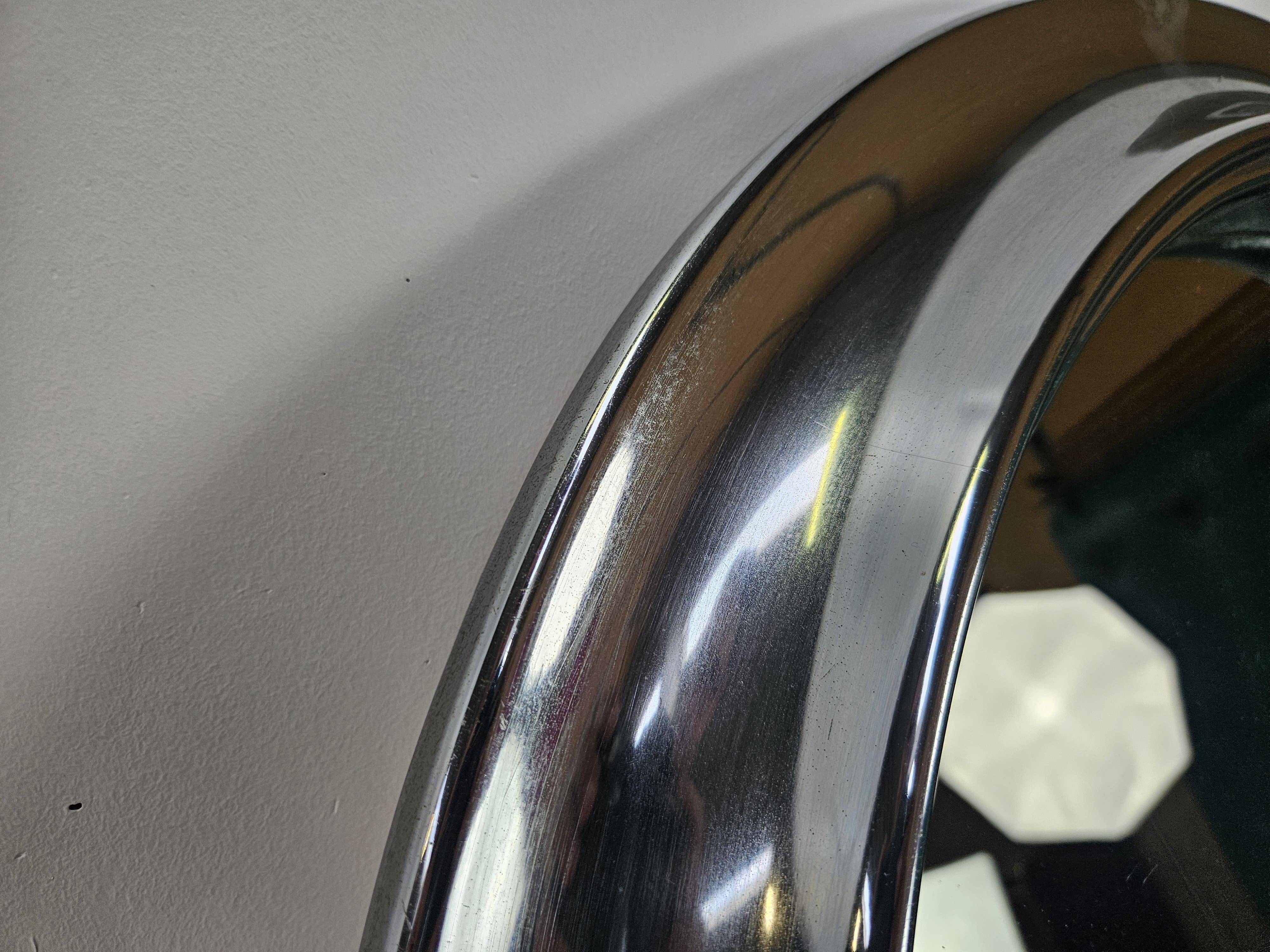 Miroir rond vintage en plastique chromé, 1970