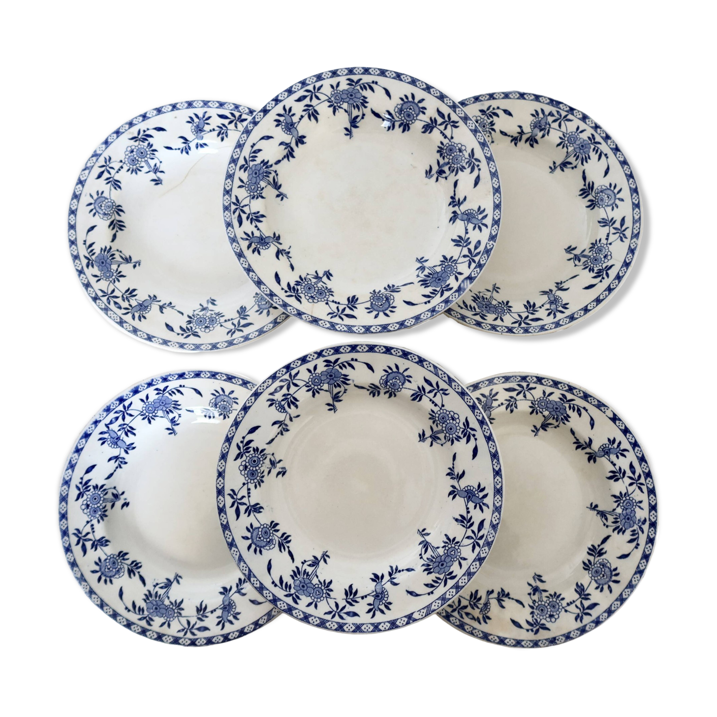6 antique soup plates - Rare Dresden porcelain