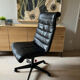 Knoll black leather armchair Richard Sapper 1980
