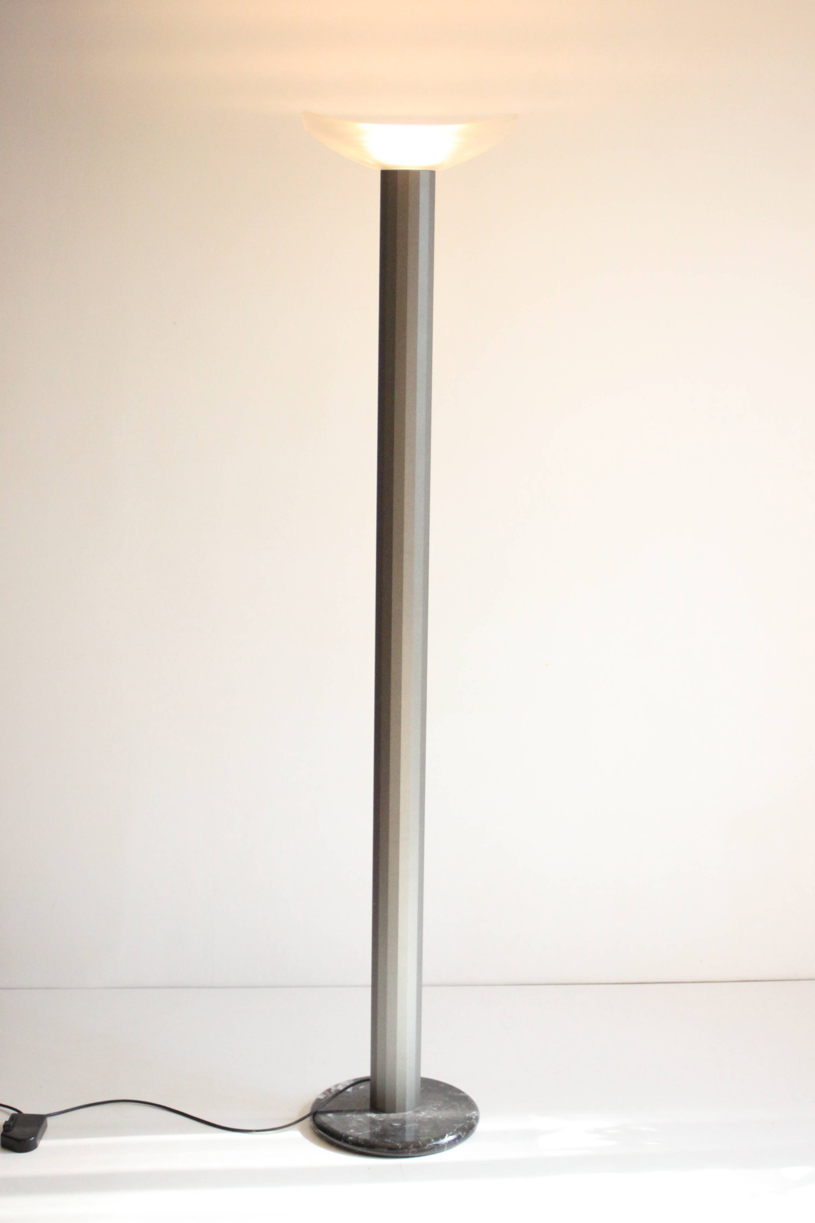 Valenti Luce uplighter with glass shade, Italy 1980s-1990s