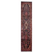 Long Vintage Oriental Runner Rug, Herati Wool Handwoven Hallway Carpet, 85 x 365