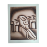 Terracotta geometry -Signed lithograph - jacques Poli