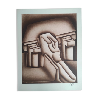 Terracotta geometry -Signed lithograph - jacques Poli