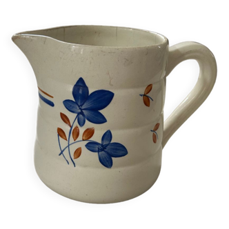 Gien pottery pitcher hand painted