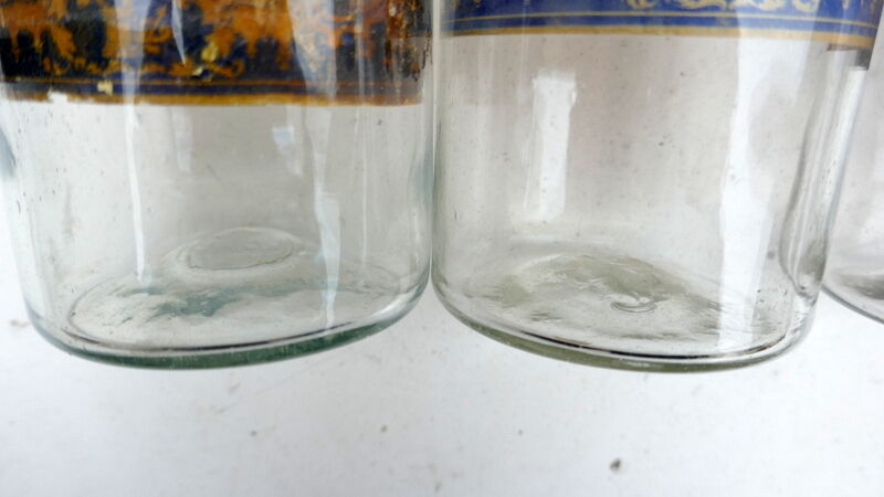 3 apothecary jars, antique blown glass pharmacy