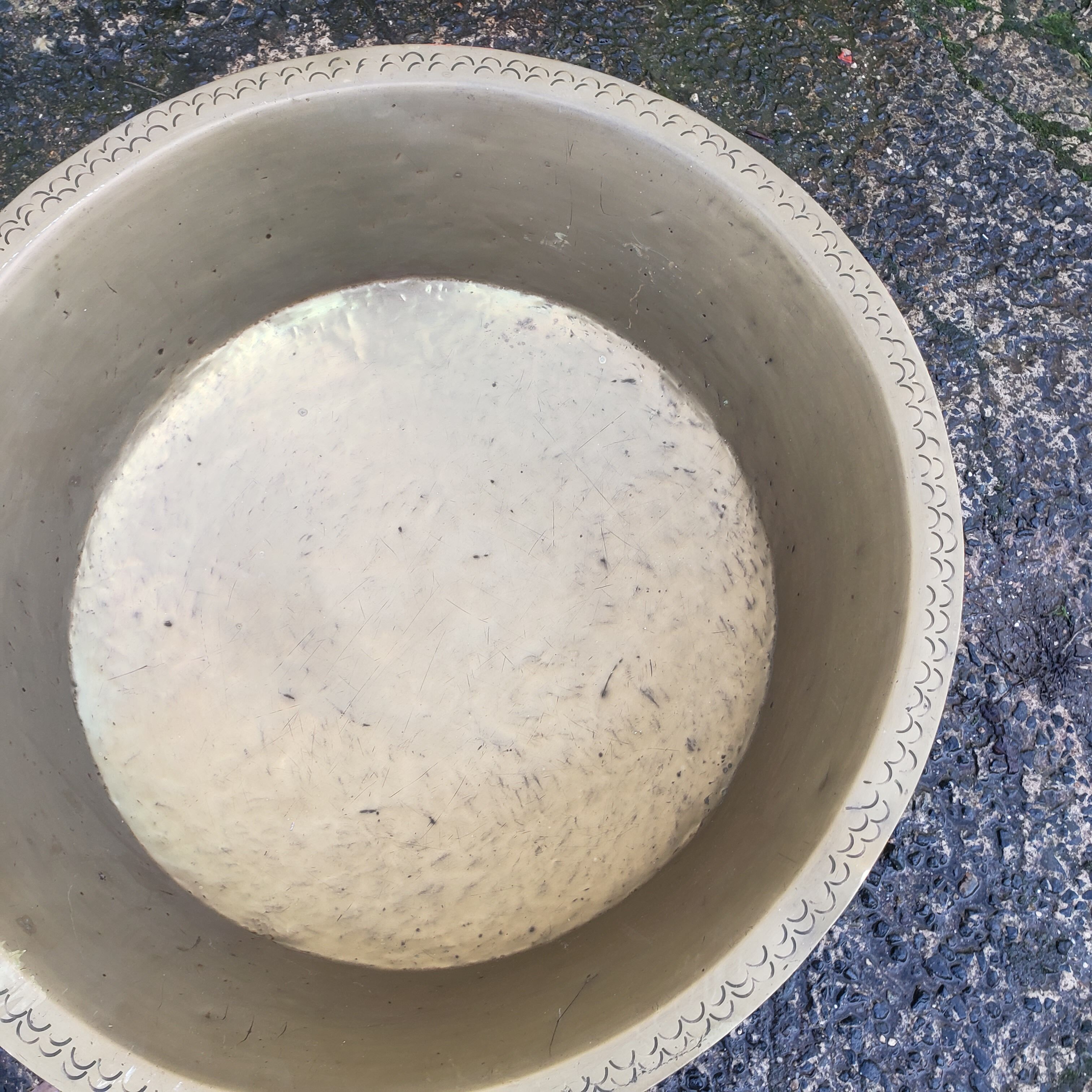 Hammered brass basin