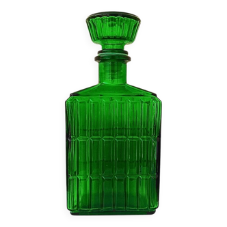 Midcentury Italian Green Glass Caraf/Bottle with Stopper, 1960s.
