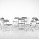 Set of 9 chrome folding chairs with fabric from the 1970s.