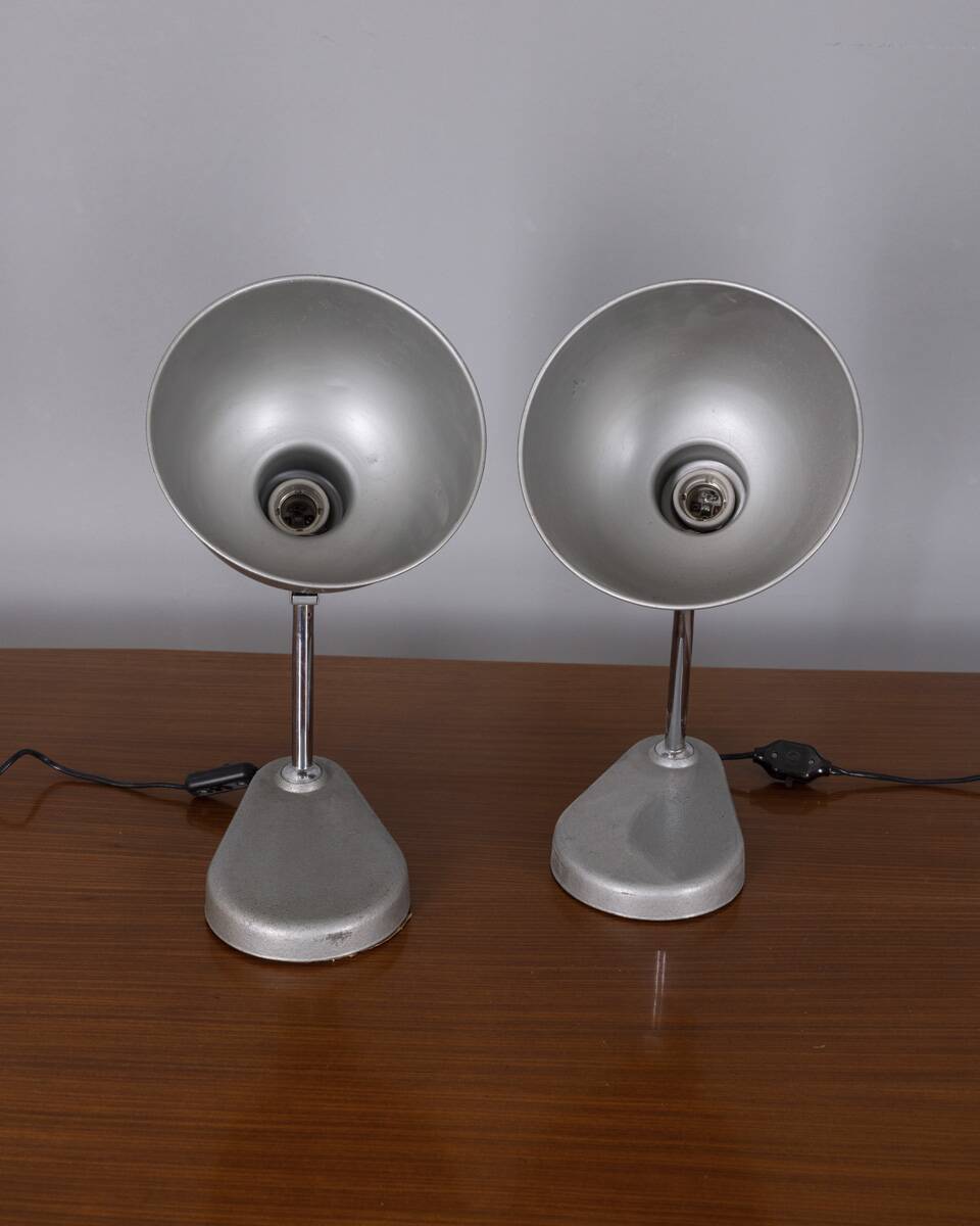 Pair of vintage 1960s metal table lamps by Seminara design