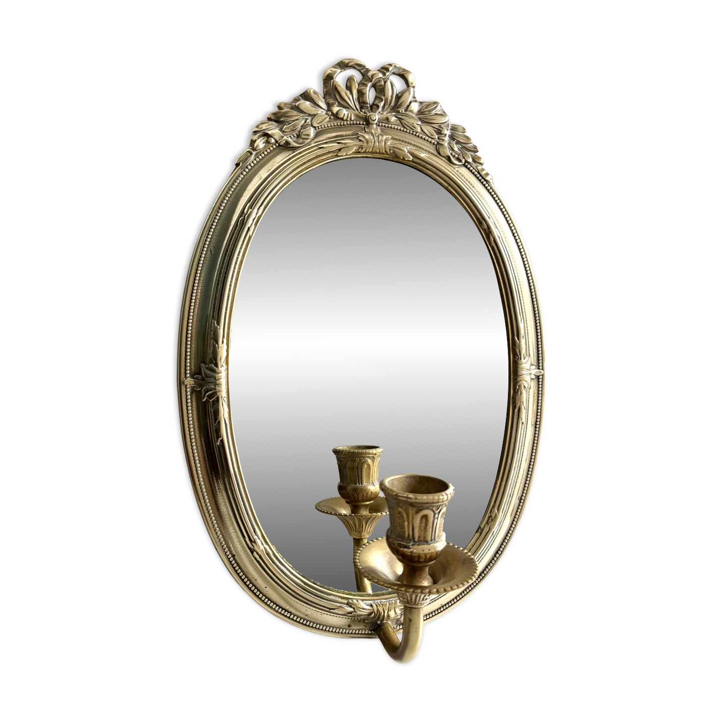 Large Vintage Mirrored Wall Candleholder
