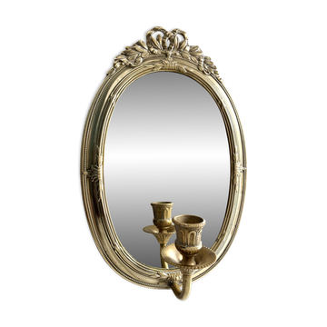 Large Vintage Mirrored Wall Candleholder
