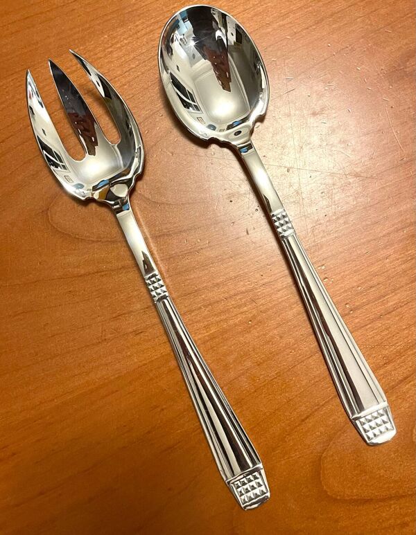 Couverts de service à salade modèle Diamant Christofle Alfenide