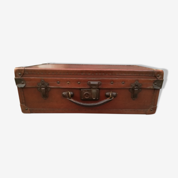 old wooden and leather suitcase