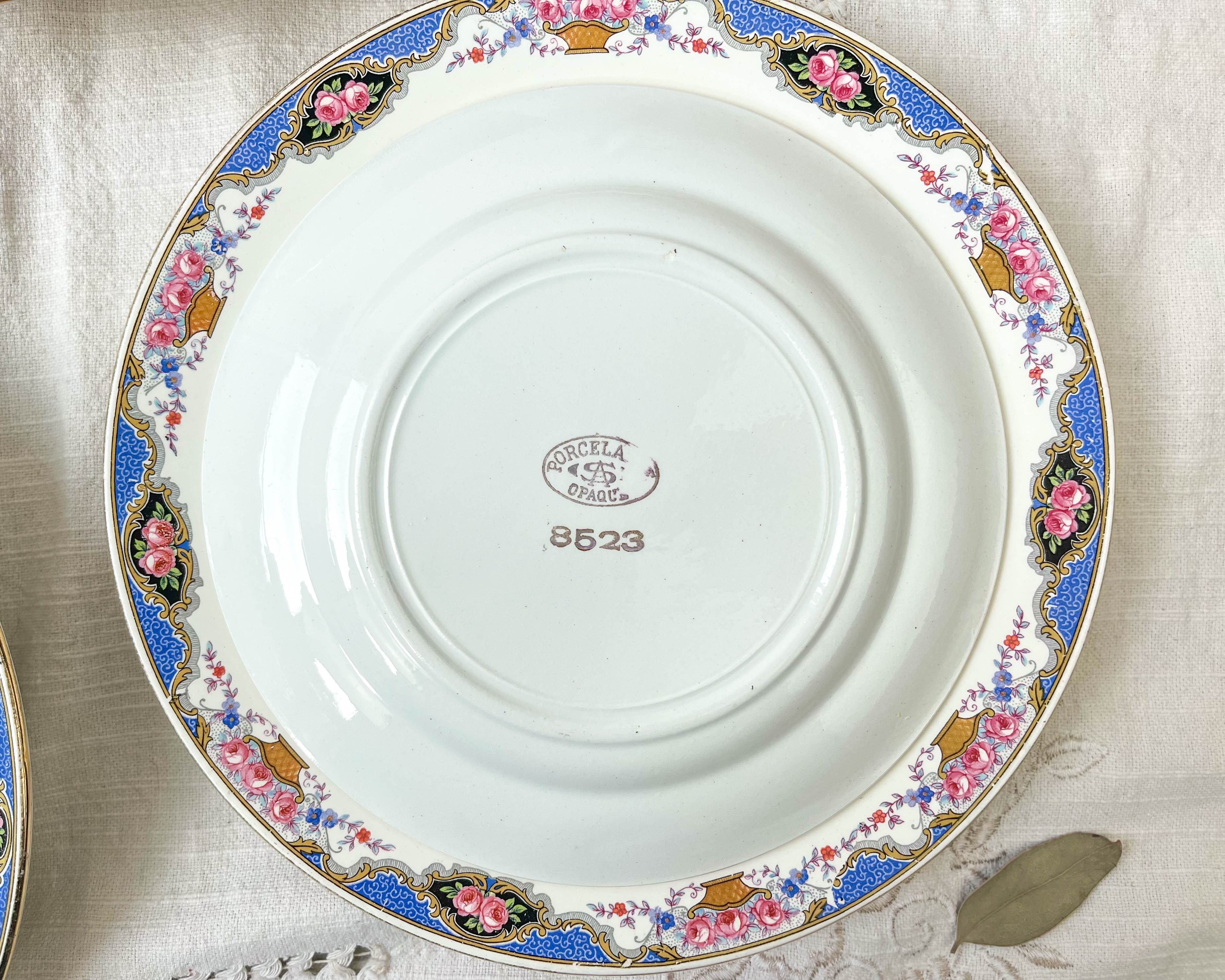 Set of 6 porcelain plates and 6 small mismatched vintage plates ~ Dinner service for 6 people ~