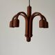 Suspended Sputnik counterweight lamp with 5 arms in teak by Domus, 1970s, Italy.