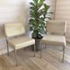 2 vintage chairs in white faux leather and chrome tube - Mid-Century 70s design