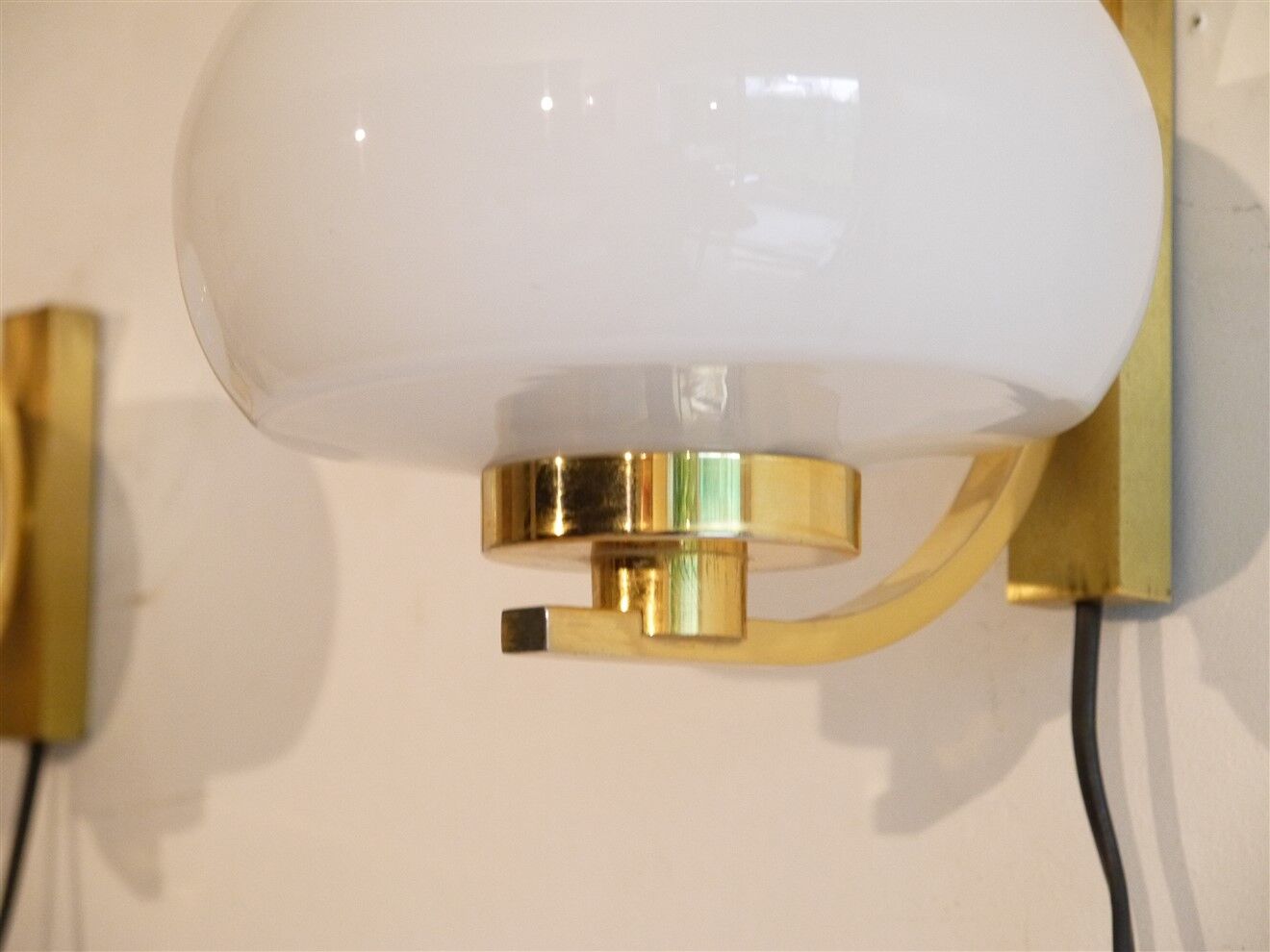 1970 brass and glass sconces pair