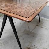 Metal and wood compass table