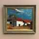 Huile sur panneau originale – “Barn” par Bartja Björklund – Vintage et encadrée