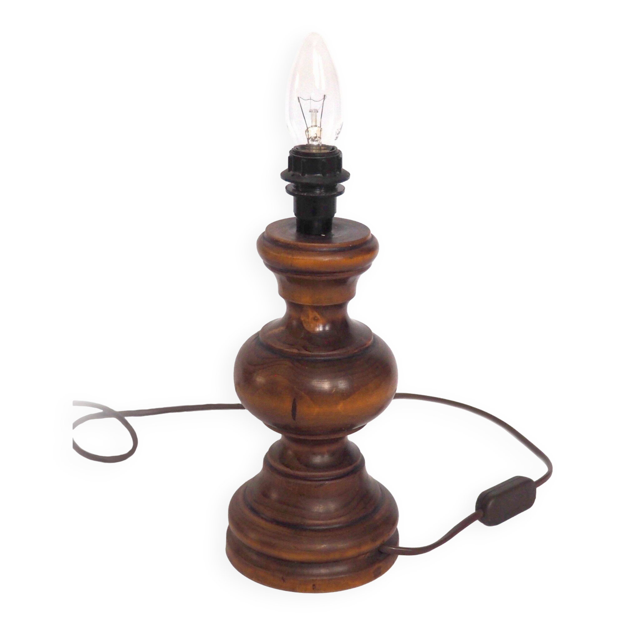 Turned wooden lamp base