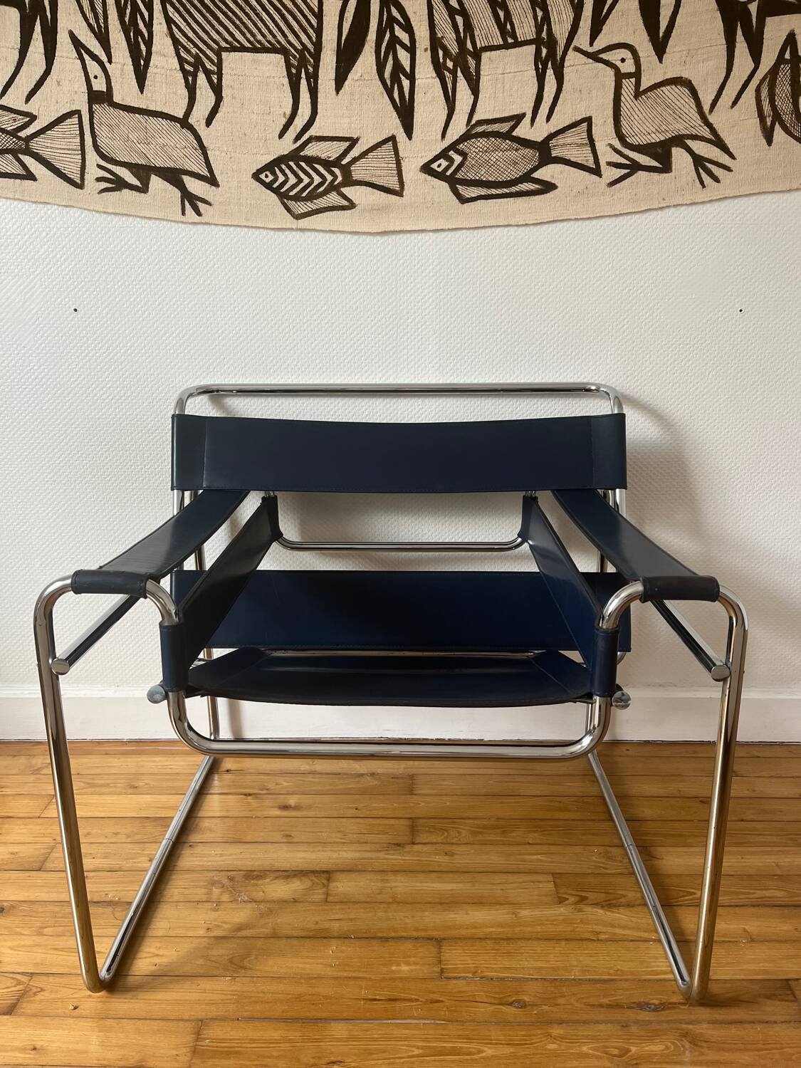 Wassily armchair by Marcel Breuer, midnight blue, Italian edition