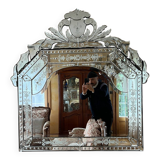Grand miroir vénitien – 115 x 100 cm – Excellent état