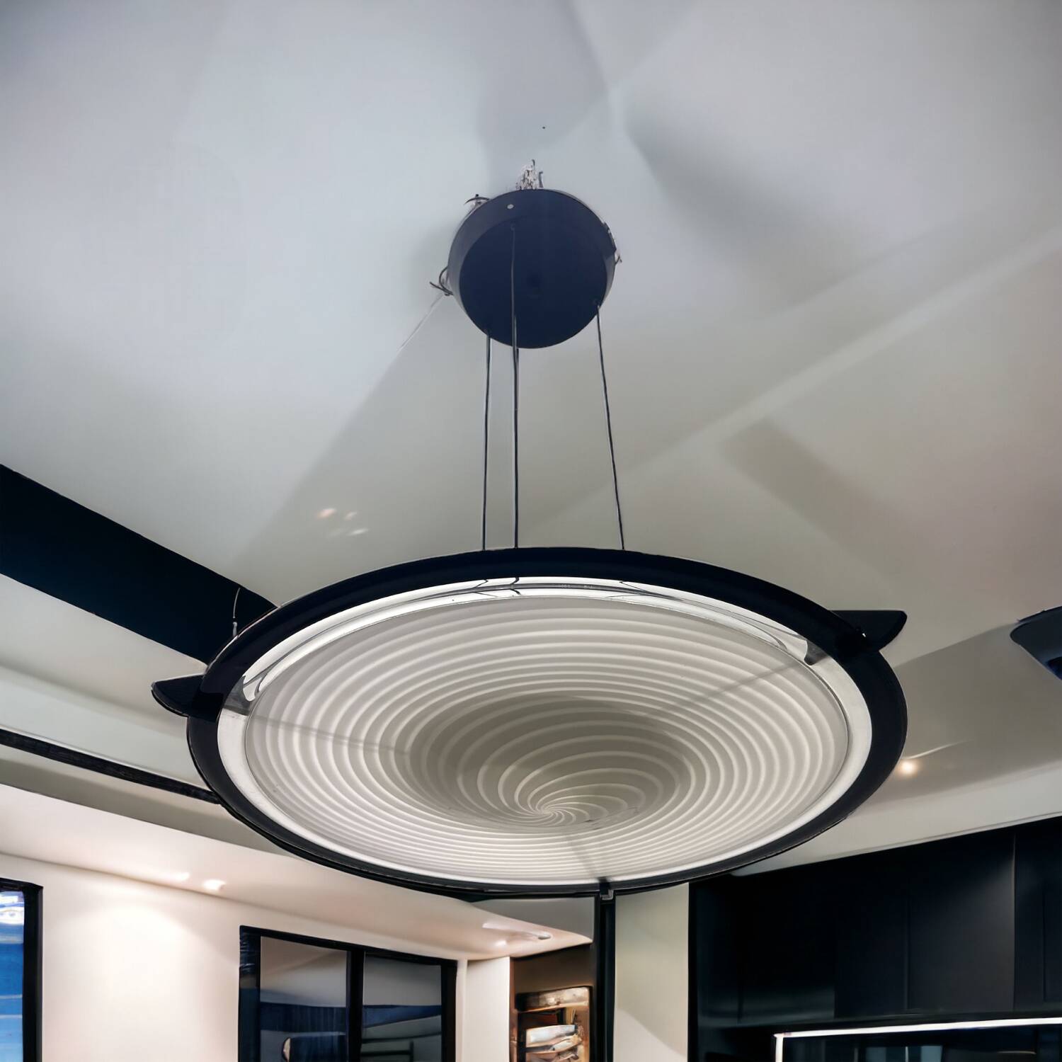 Black and white Murano Glass Light Pendant