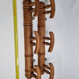 Pair of turned wooden coat racks in imitation of bamboo, 50 cm