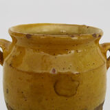 Varnished yellow confit pot, south-west of France. Conservation jar. Pyrenees XIXth