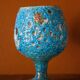 Fat Lava turquoise ceramic cup, blue crater ceramic vase, turquoise emaux, chalice, Cyclops