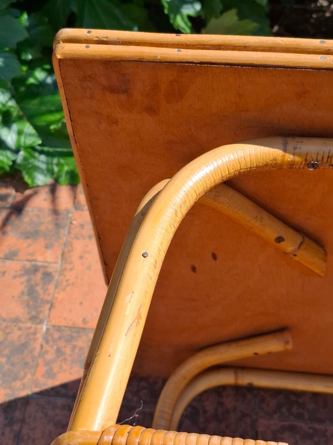1960 signed rattan coffee table