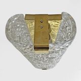 Pair of Modern Italian Brass and Murano Glass Textured Wall Sconces