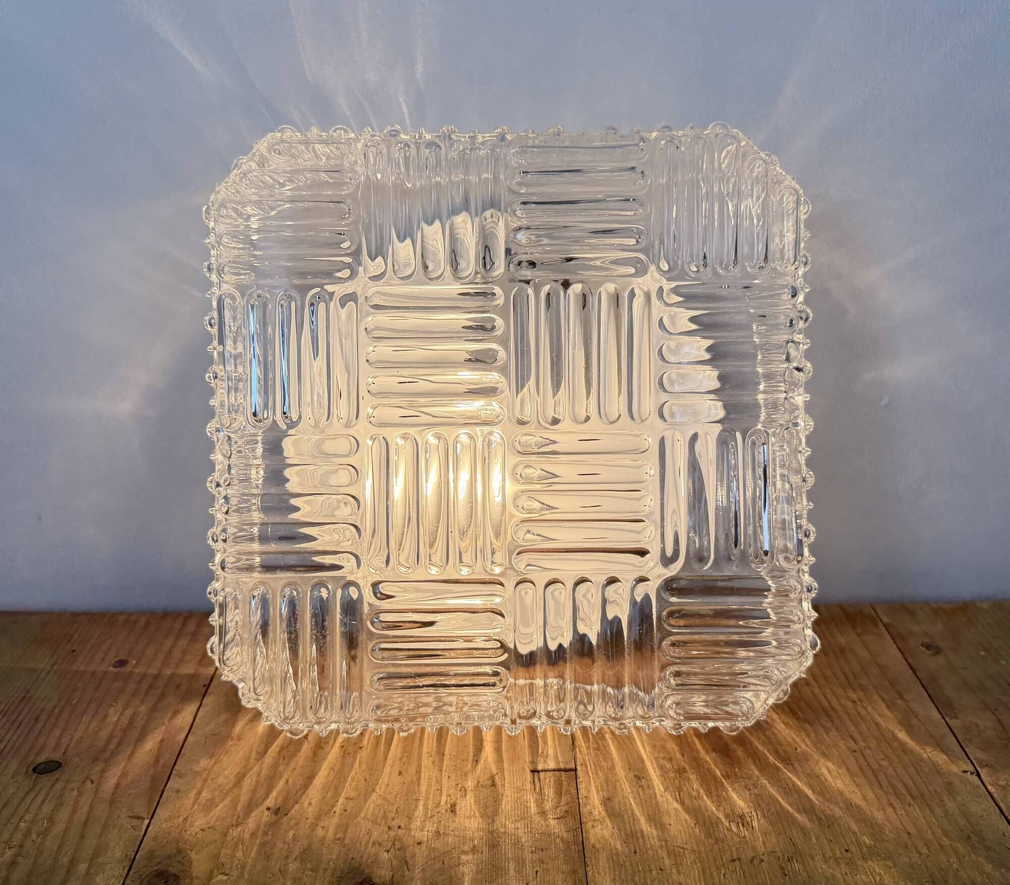 Vintage Glass Wall or Ceiling Light, 1970s
