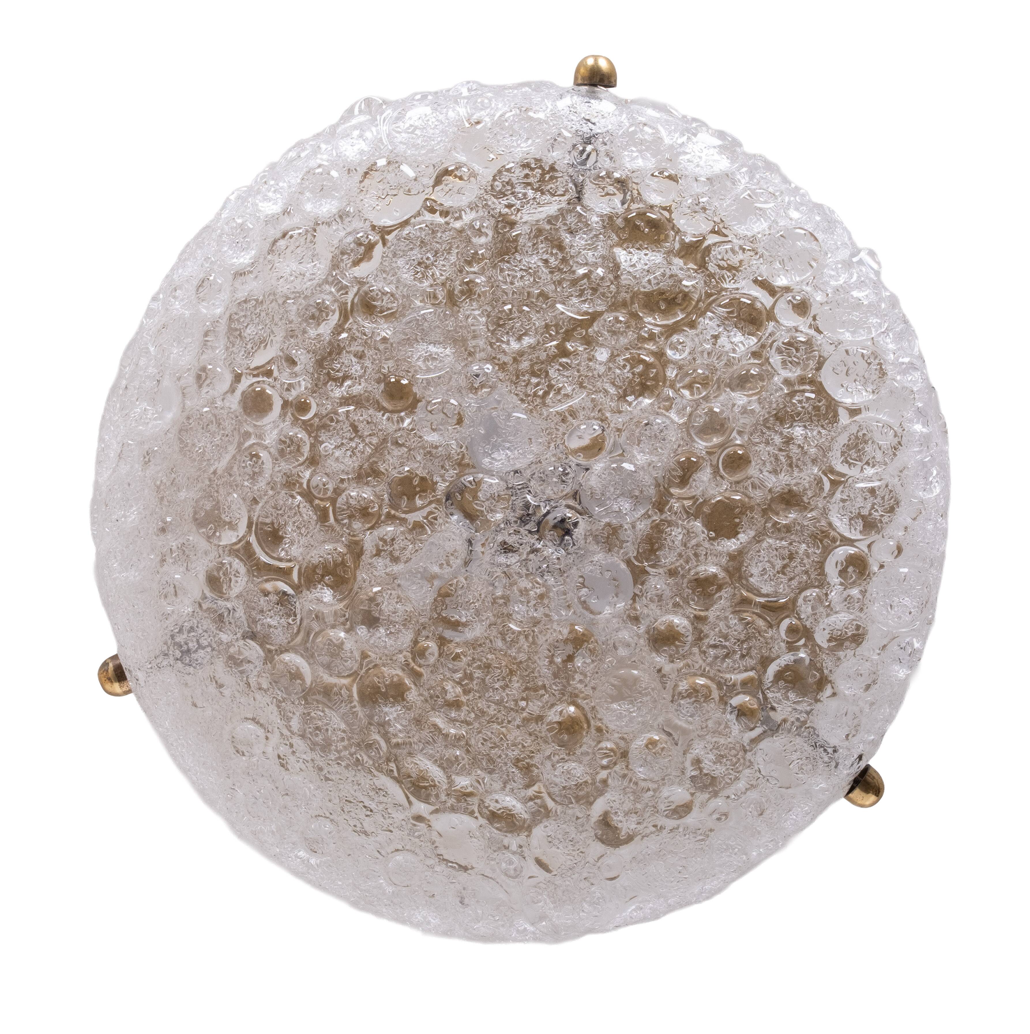 Plafonnier en verre à bulles Hillebrand Murano des années 1970, Allemagne