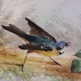 Pair of small porcelain dishes painted with birds and flowers 19th