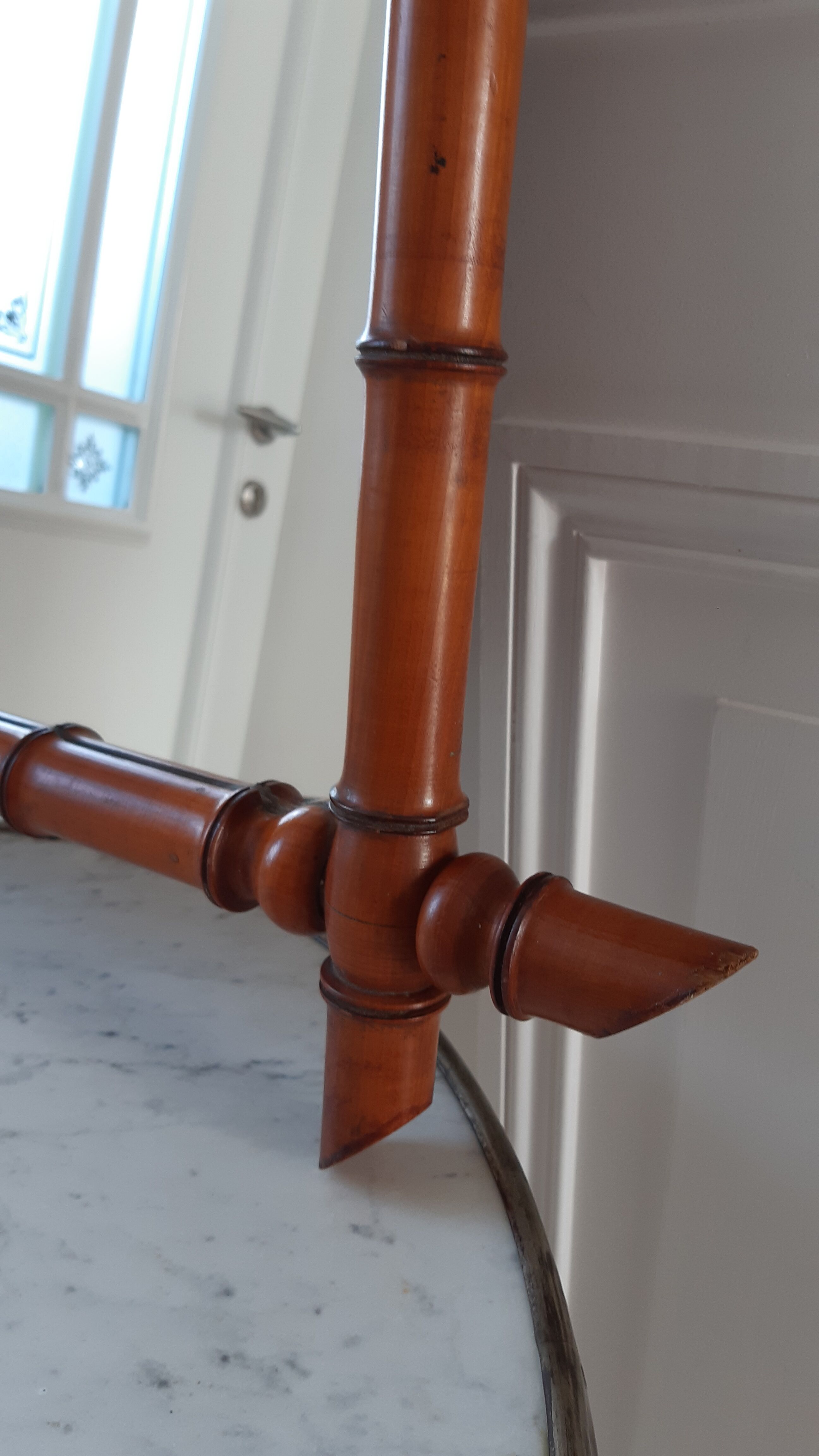 Wooden barber mirror bamboo effect 60s-70s