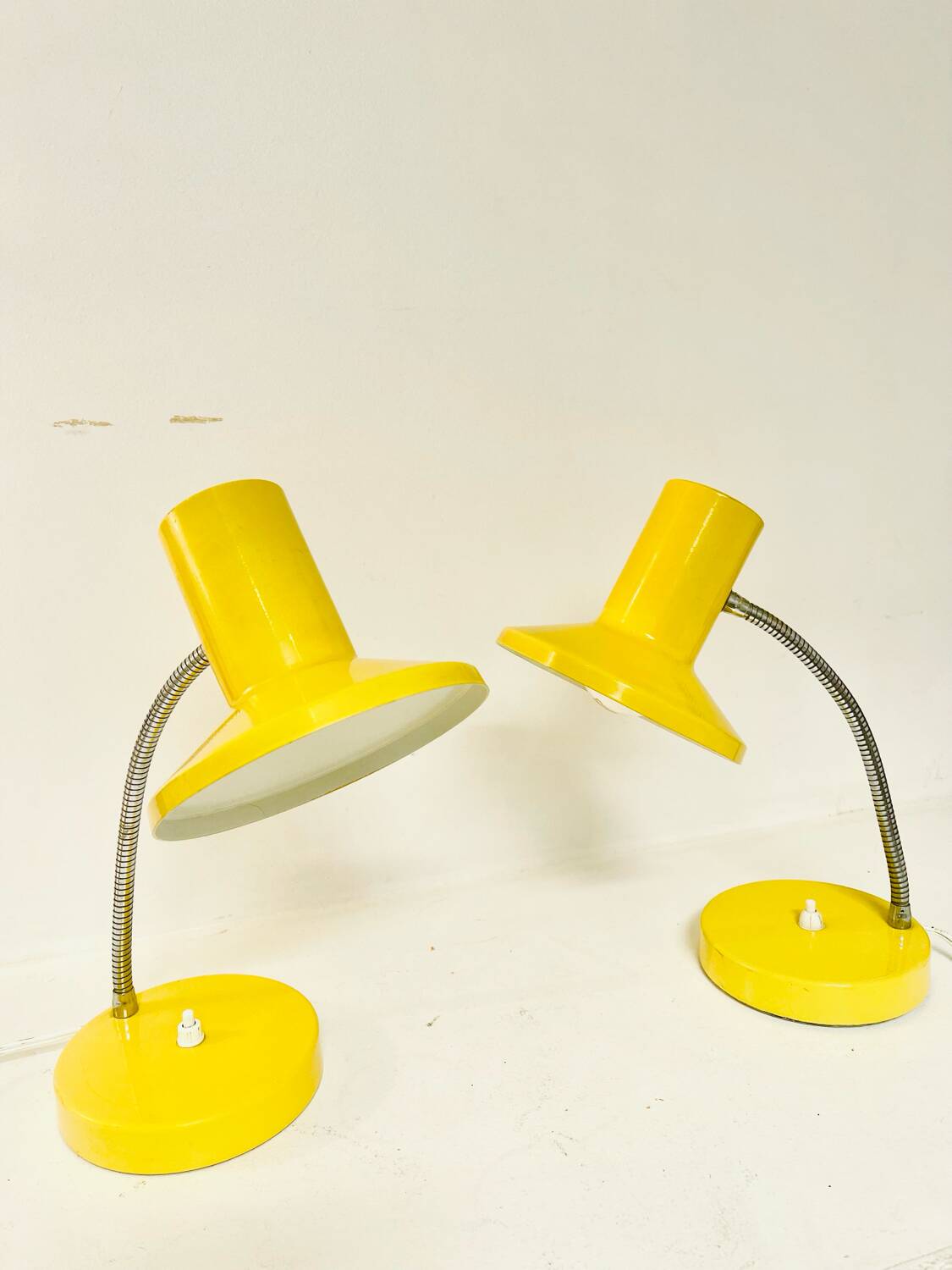 Pair of vintage yellow desk lamps, 1970s