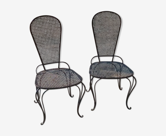 Paire de chaises basses en fer forgé