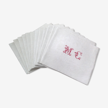 Lot de 12 serviettes de table monogrammées