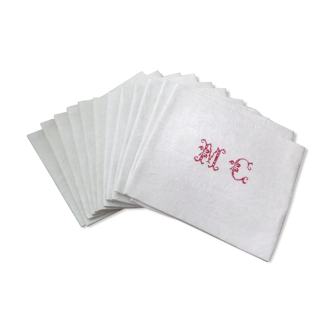 Lot de 12 serviettes de table monogrammées