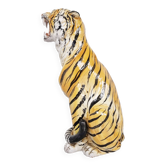 Large ceramic Hand Painted Tiger, 1970's Italy