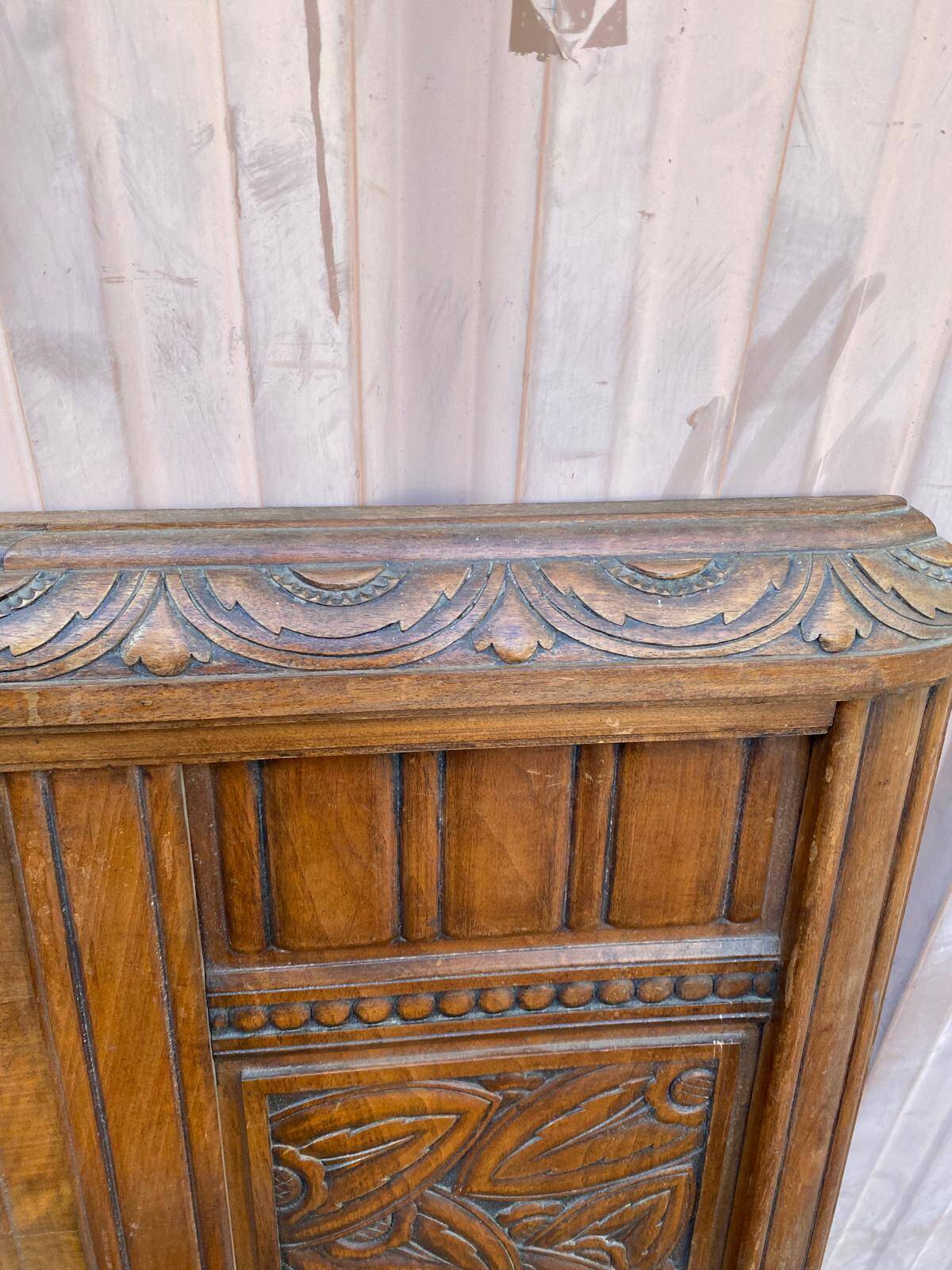 Art Deco headboard in solid oak, 1960, 138cm