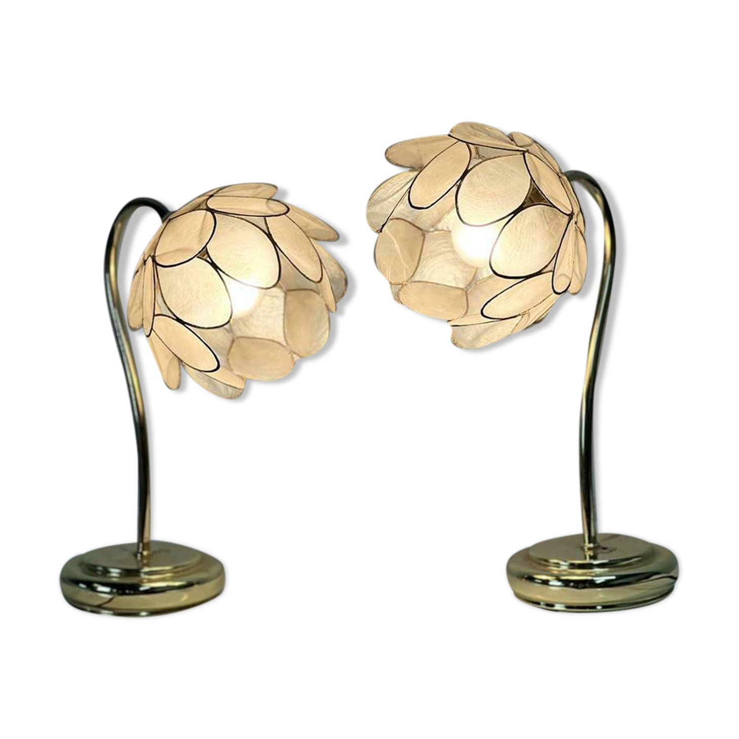 Set of 2 vintage flower lotus table lamps