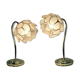 Set of 2 vintage flower lotus table lamps