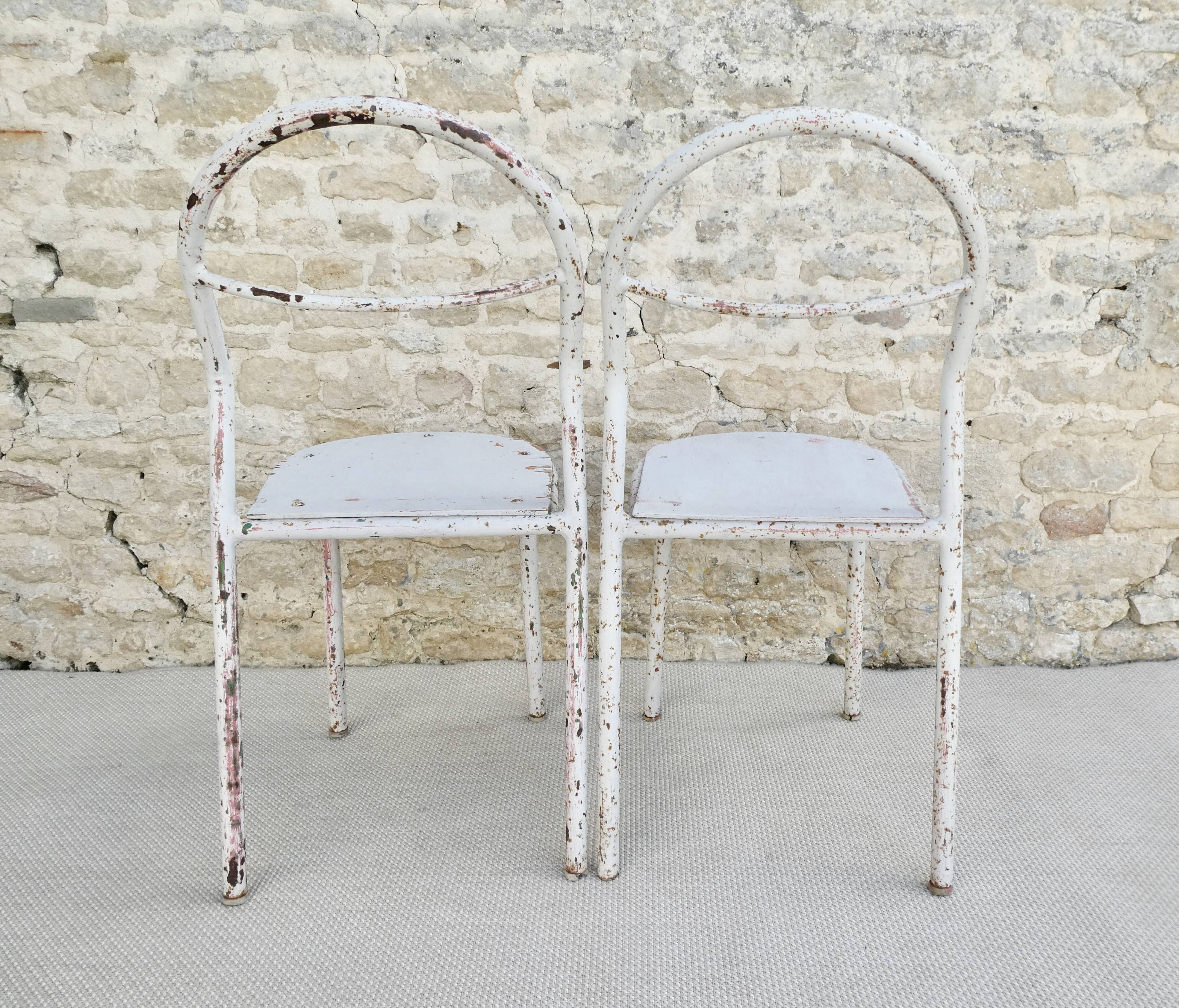 Pair of Mobilor chairs, in metal and wood