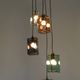 Five Light Colored Glass Brass Chandelier Pendant