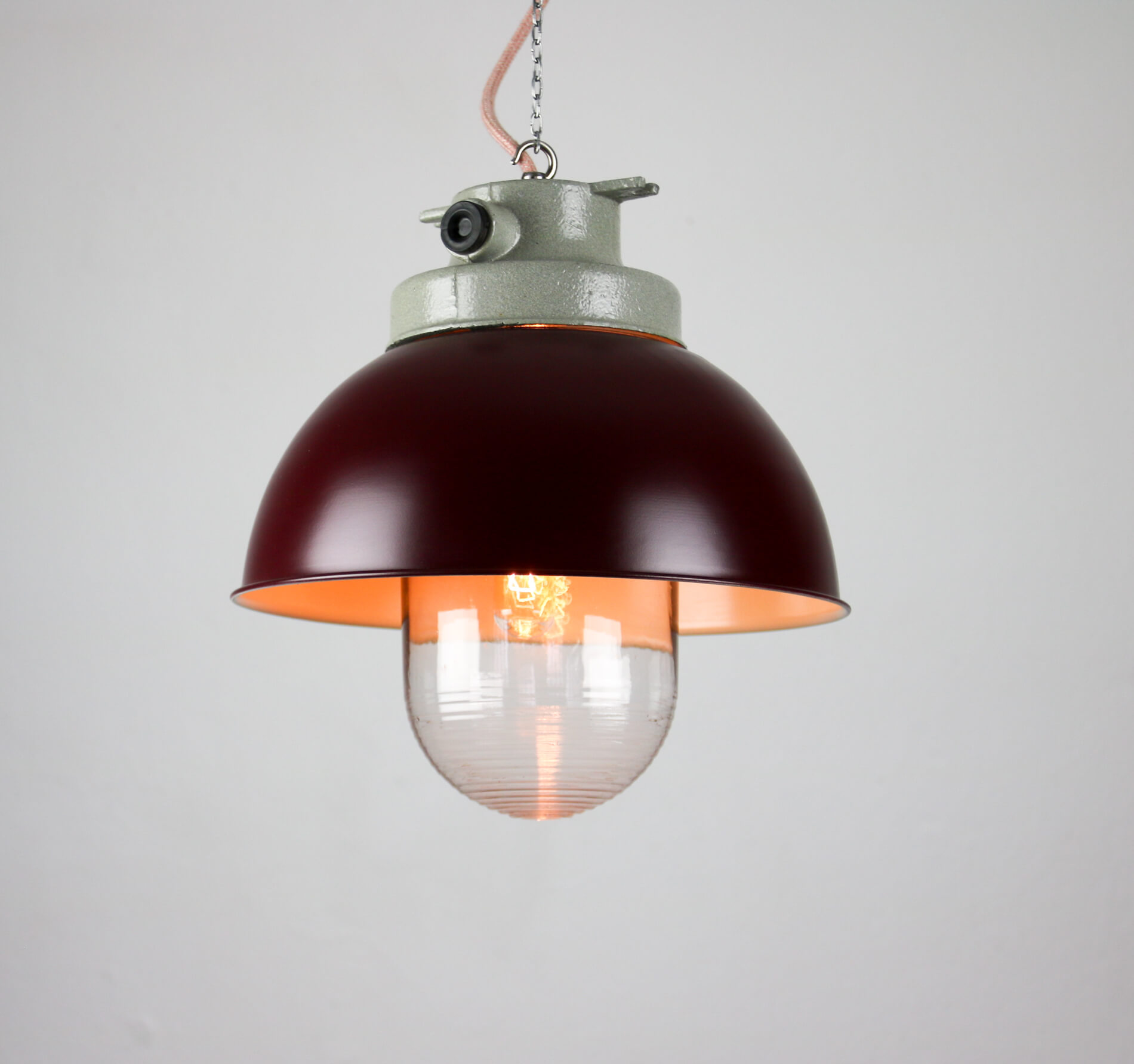 Vintage burgundy big industrial hanging light from TEP
