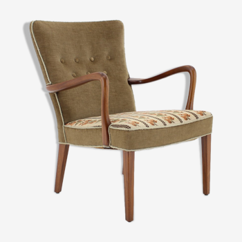 Fauteuil Alfred Christensen teck des années 1940, Danemark