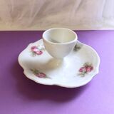 Porcelain egg cup with shabby chic style floral bouquet decoration Romanticism