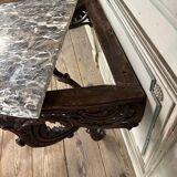 Louis XV style console in carved wood, grey Ardennes marble, 18th century